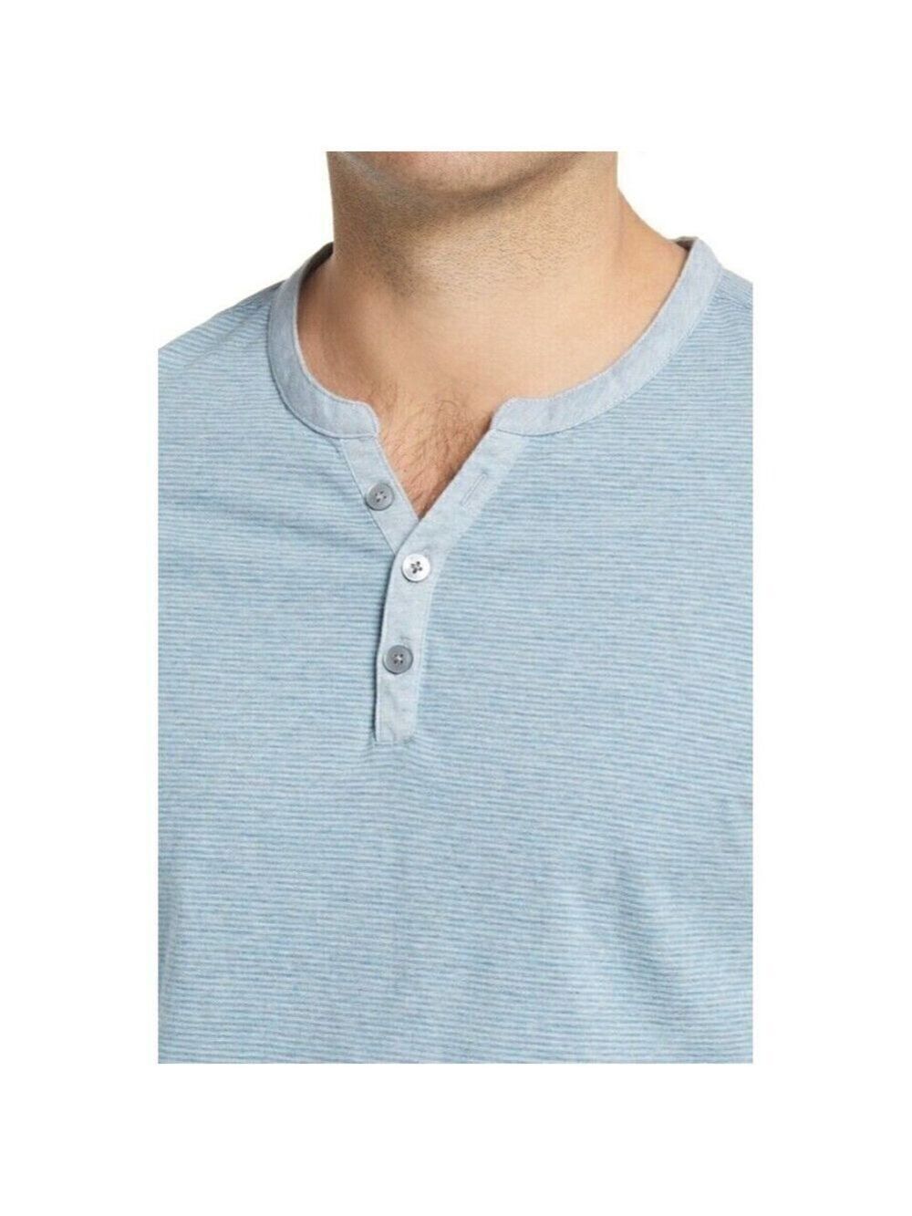 ROBERT Barakett BNWOT Men Tshirt "Cecil" Blue Striped Y Neck Henley - Picture 7 of 7